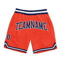 Custom Orange Navy-White Authentic Throwback Basketball Shorts