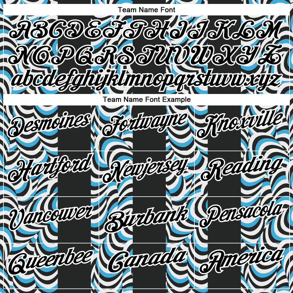 Custom Black Sky Blue-White 3D Bowling Geometric Shape Performance Polo Shirt