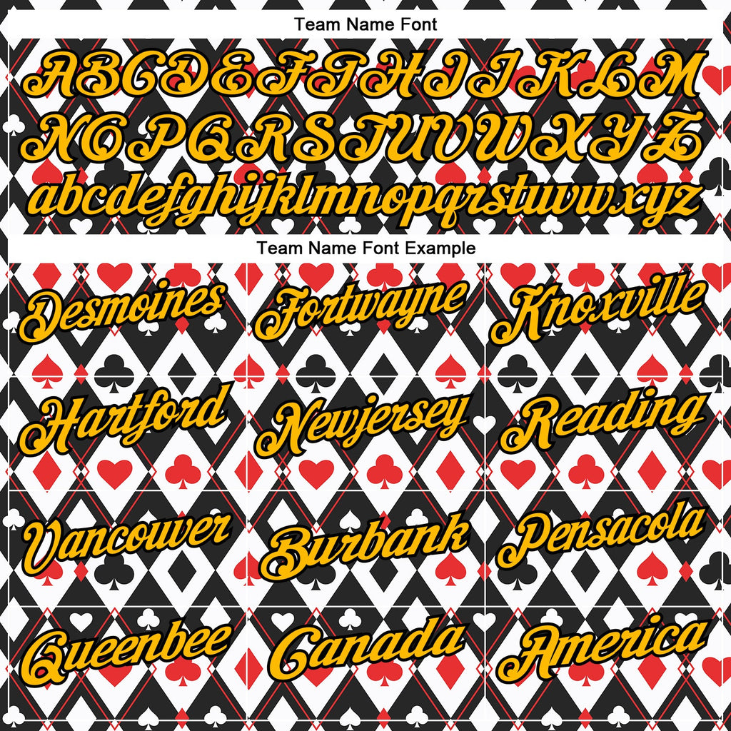 Custom Black Gold-White 3D Poker Performance Polo Shirt