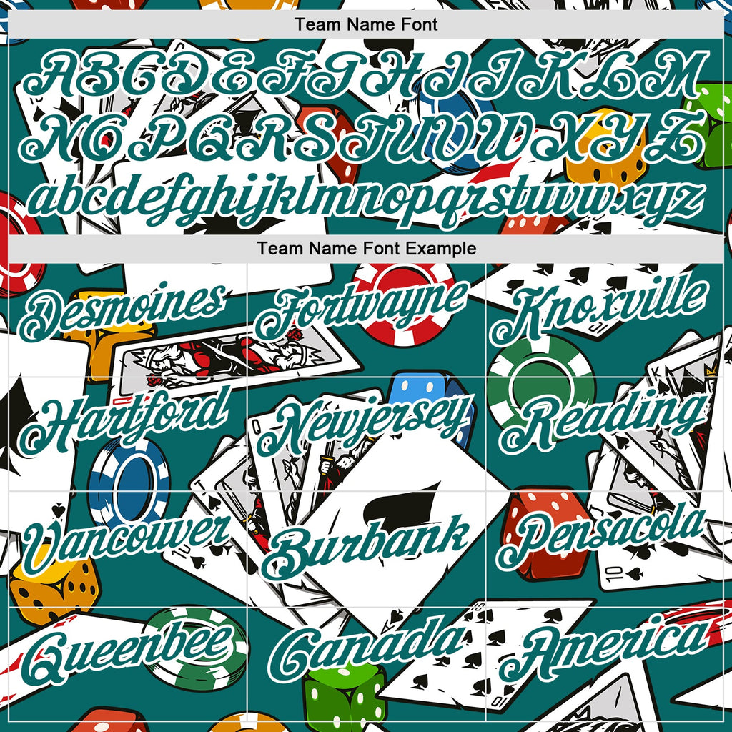 Custom Teal White 3D Poker Performance Polo Shirt