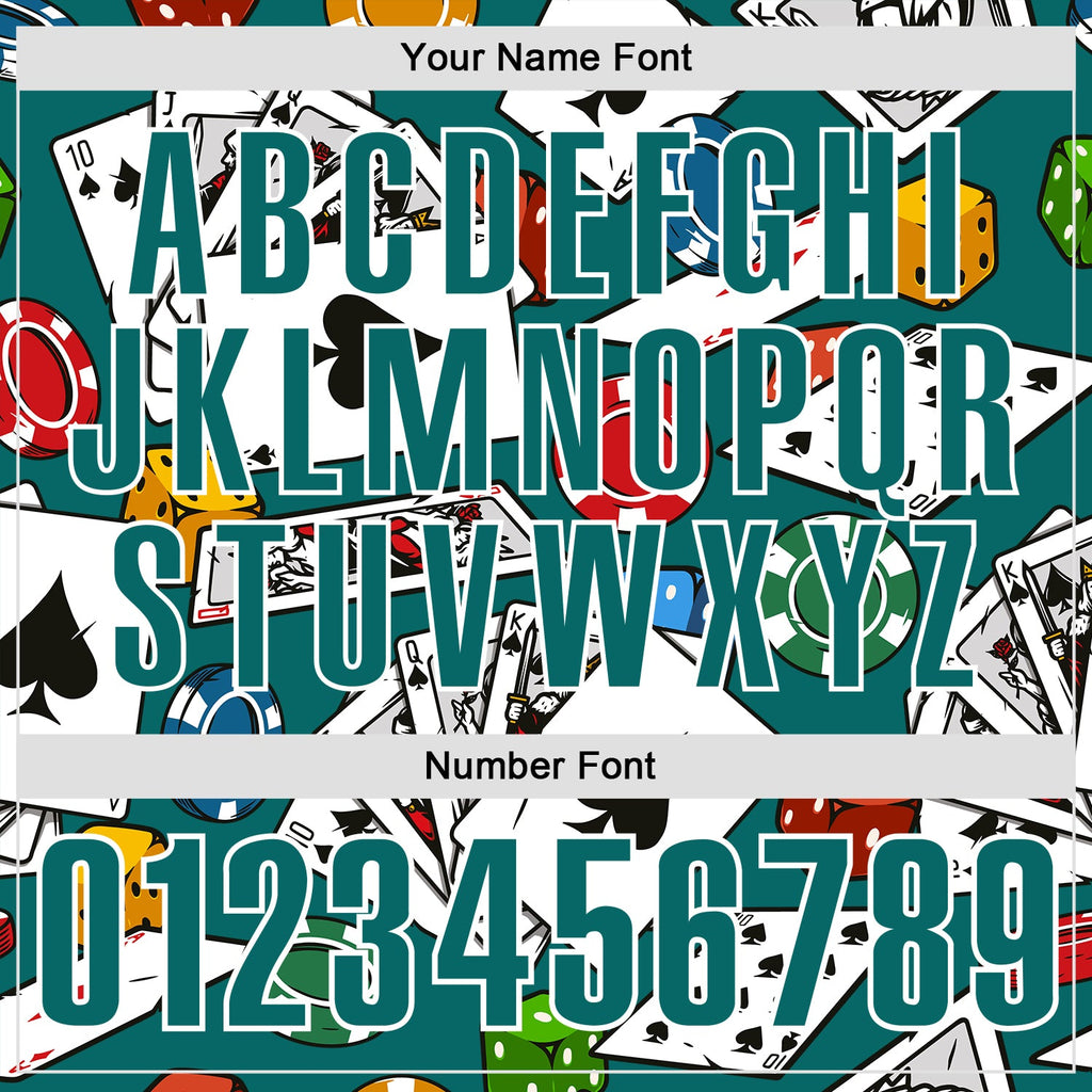 Custom Teal White 3D Poker Performance Polo Shirt
