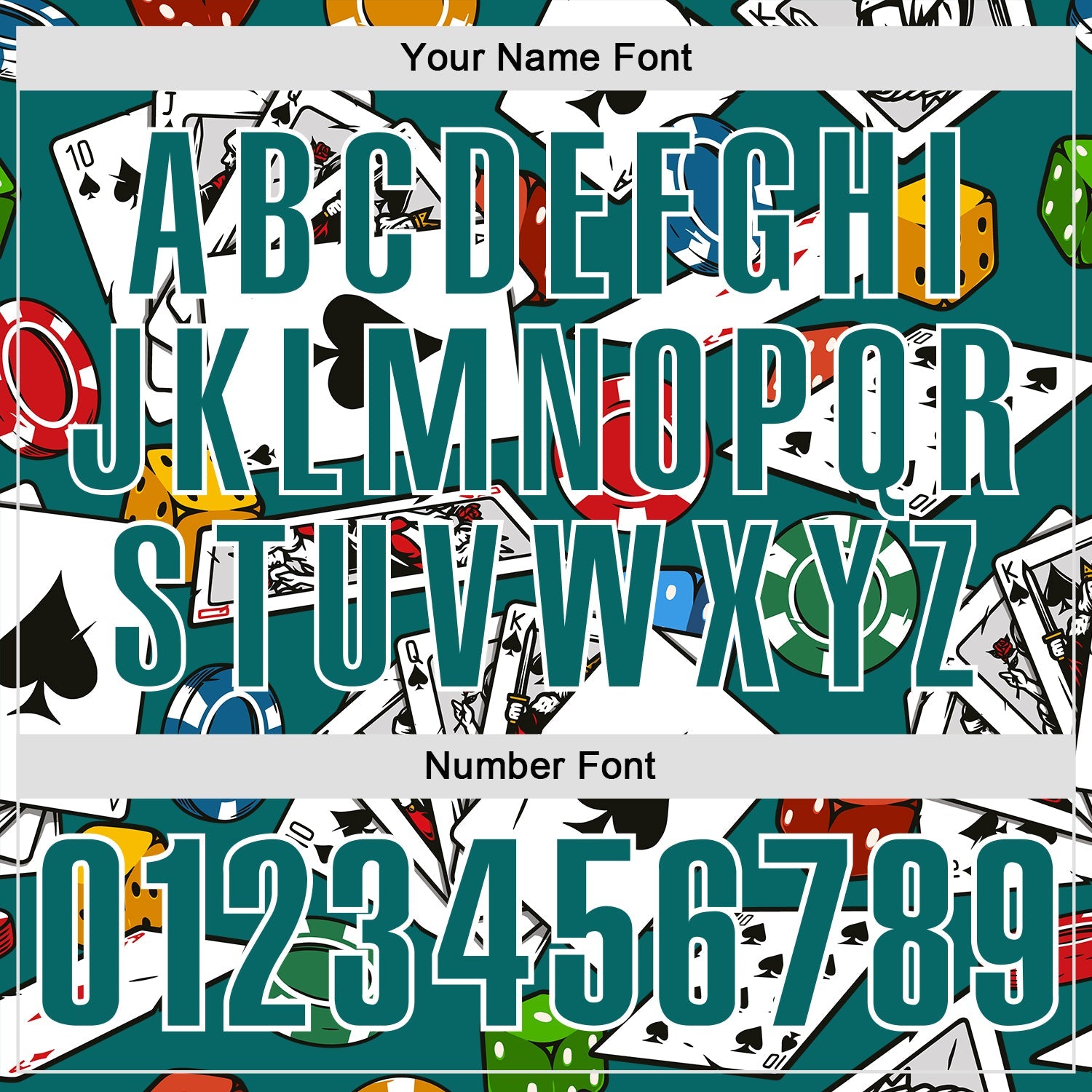 Custom Teal White 3D Poker Performance Polo Shirt