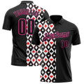 Custom Black Pink 3D Poker Performance Polo Shirt