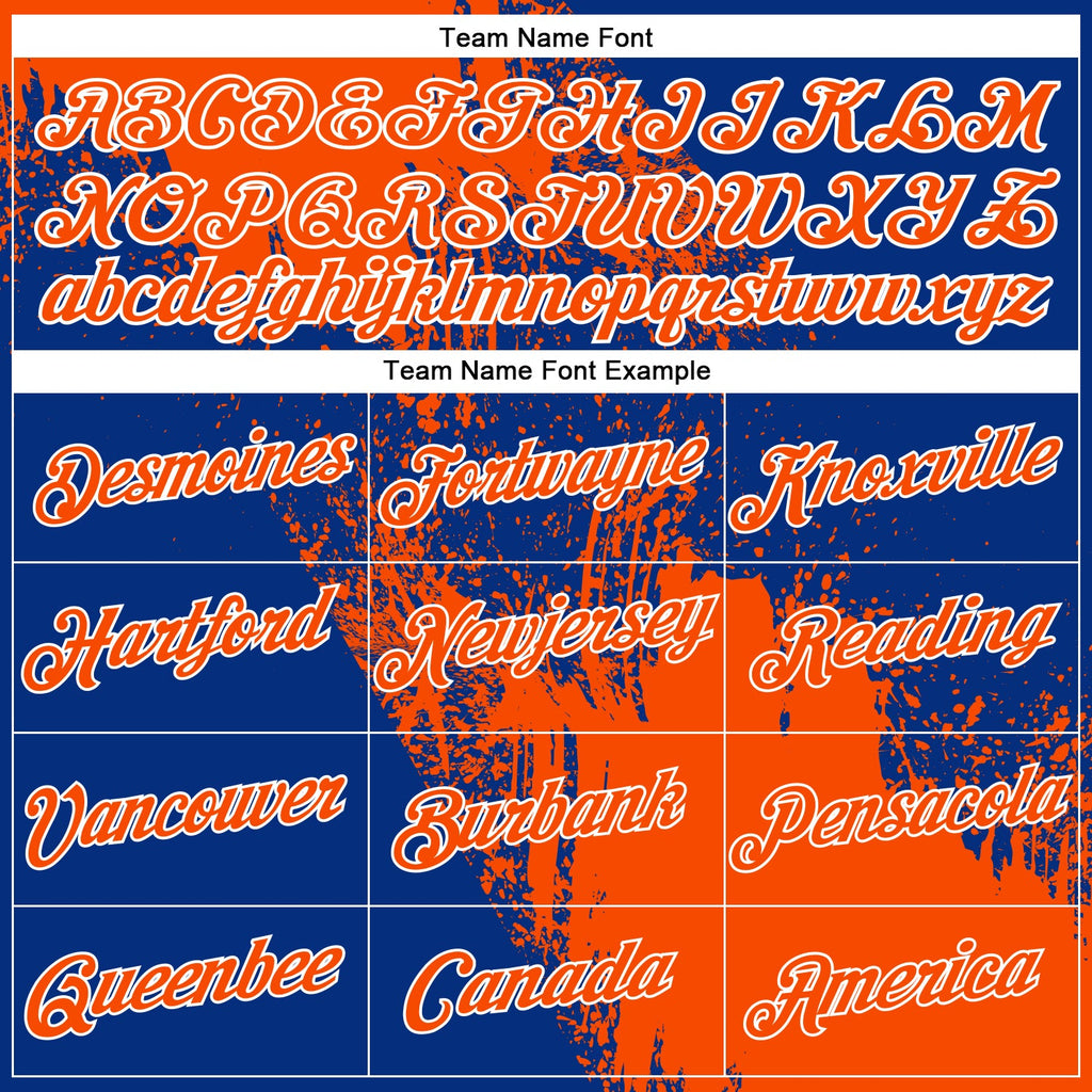 Custom Orange Royal-White 3D Pattern Design Abstract Brush Stroke Performance Polo Shirt