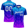 Custom Blue White Pink-Royal Gradient Geometric Shape Performance Polo Shirt