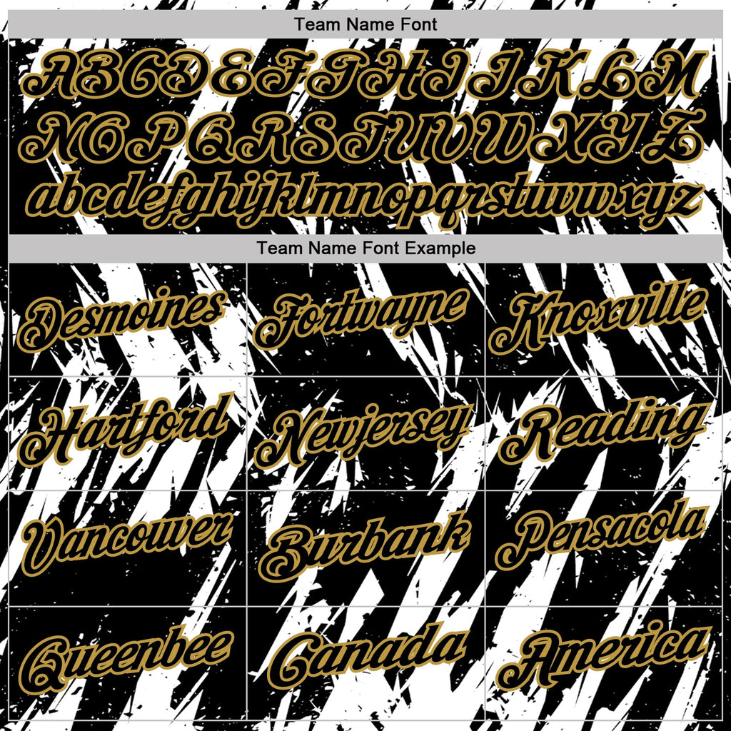 Custom Black White-Old Gold Torn Sharp Brush Stroke Splatter Performance Polo Shirt