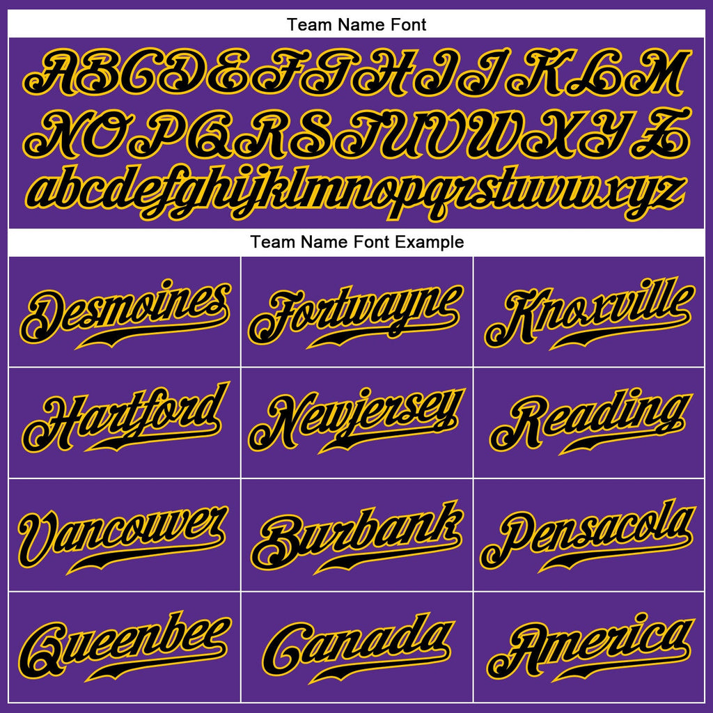 Custom Purple Black Pinstripe Black-Gold Authentic Baseball Jersey