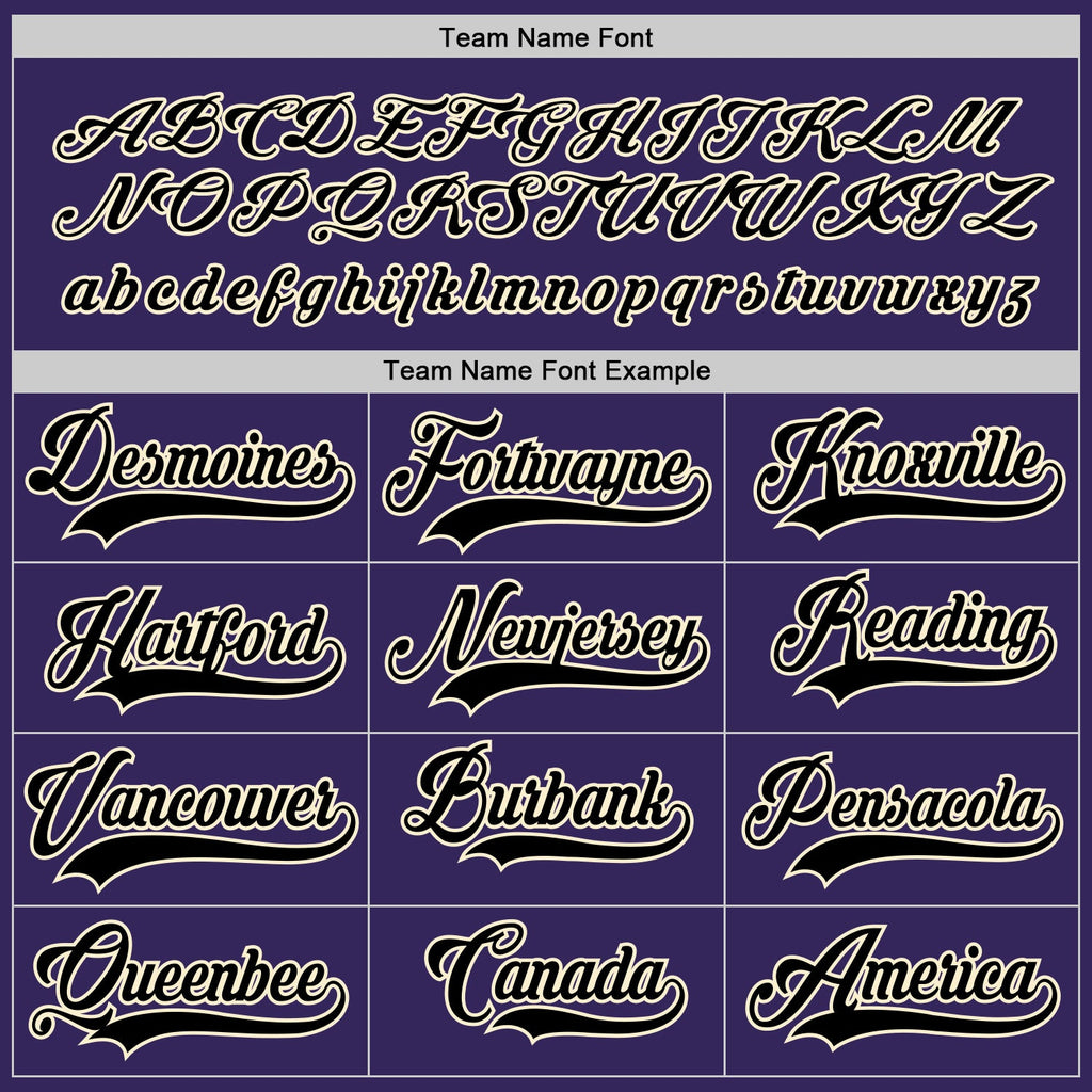 Custom Purple Black-Cream Hockey Jersey