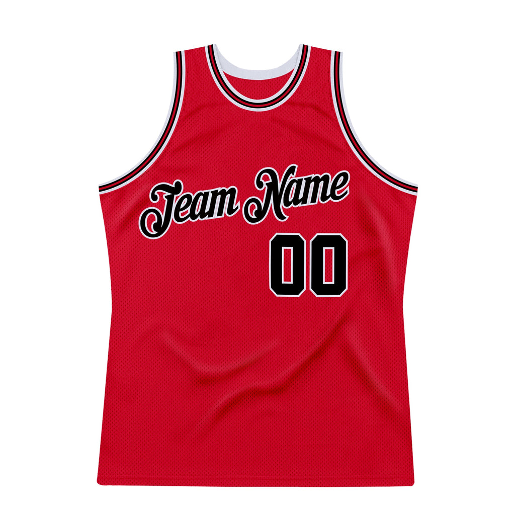 Custom Red Black-Red Authentic Throwback Basketball Jersey