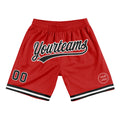 Custom Red Black-White Authentic Throwback Basketball Shorts