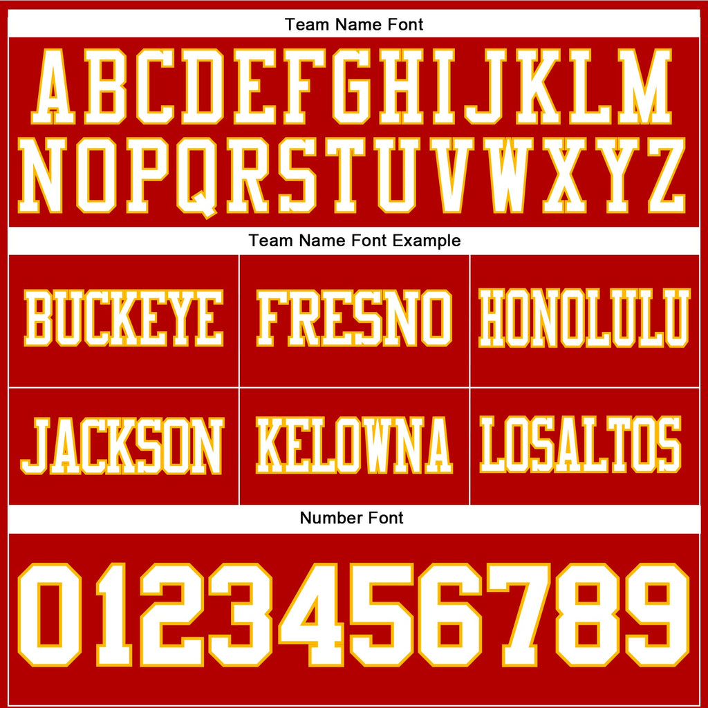 Custom Red White-Gold Authentic Football Jersey