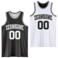 Custom Reversible Black White Double Side Sublimation Basketball Set Jersey