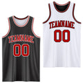 Custom Reversible Black Red-White Double Side Sublimation Basketball Set Jersey