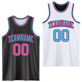 Custom Reversible Black Pink-Sky Blue Double Side Sublimation Basketball Set Jersey