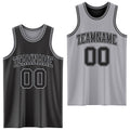 Custom Reversible Black Gray Double Side Sublimation Basketball Set Jersey