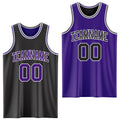 Custom Reversible Black Purple-White Double Side Sublimation Basketball Set Jersey