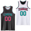 Custom Reversible Black Neon Pink-Aqua Double Side Sublimation Basketball Set Jersey