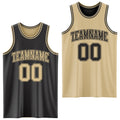 Custom Reversible Black Vegas Gold Double Side Sublimation Basketball Set Jersey