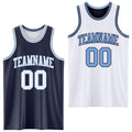 Custom Navy White-Light Blue Reversible Double Side Sublimation Basketball Set Jersey