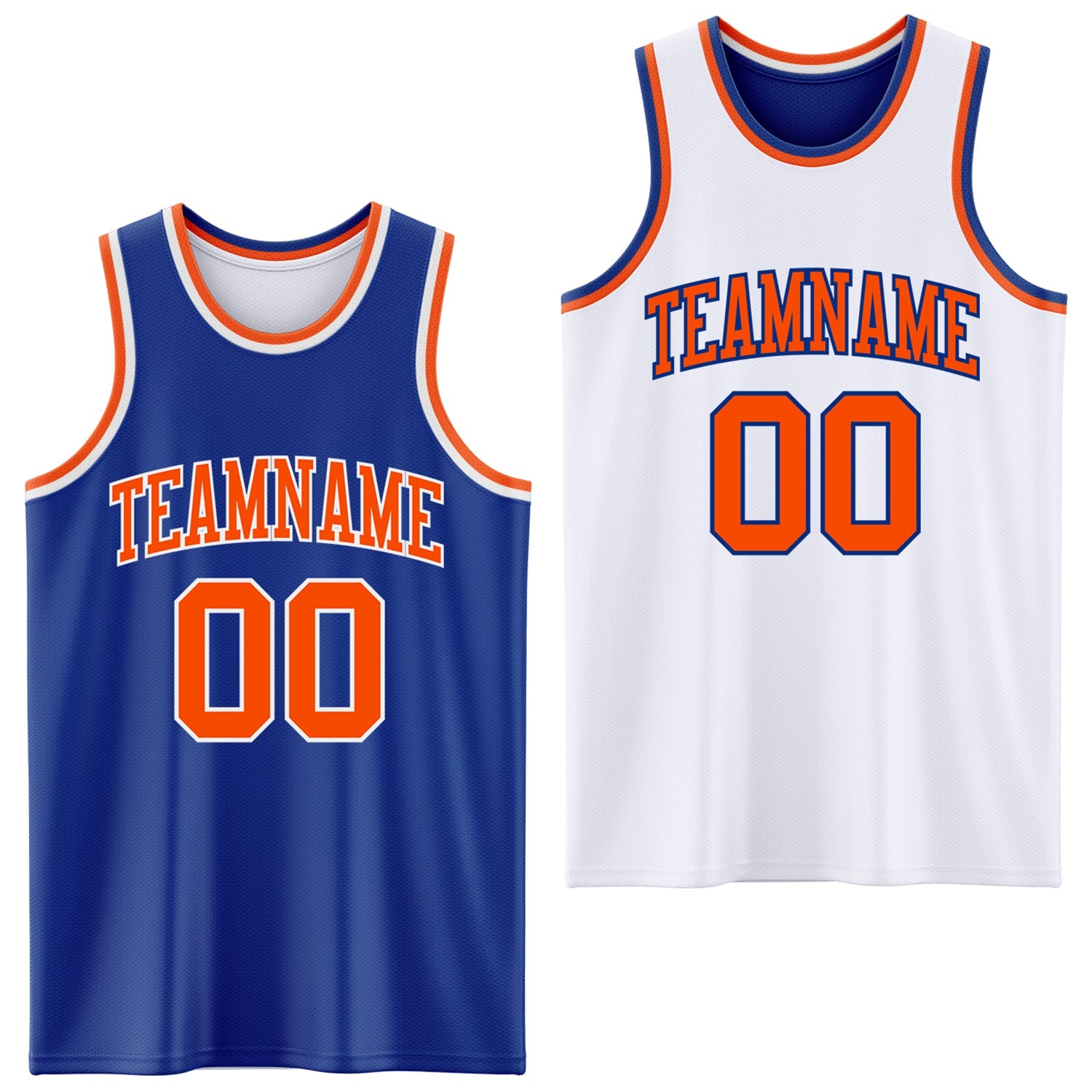 Custom Royal Orange-White Reversible Double Side Sublimation Basketball Set Jersey
