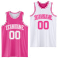 Custom Pink White Reversible Double Side Sublimation Basketball Set Jersey