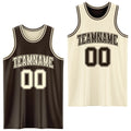 Custom Reversible Brown Cream Double Side Sublimation Basketball Set Jersey