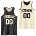 Custom Reversible Black Cream Double Side Sublimation Basketball Set Jersey