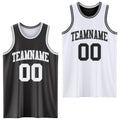 Custom Reversible Black White-Gray Double Side Sublimation Basketball Set Jersey