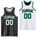 Custom Reversible Black White-Kelly Green Double Side Sublimation Basketball Set Jersey
