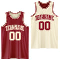 Custom Reversible Maroon Cream Double Side Sublimation Basketball Set Jersey