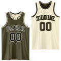 Custom Reversible Olive Black-Cream Double Side Salute To Service Sublimation Basketball Set Jersey