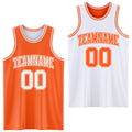 Custom Reversible Orange White Double Side Sublimation Basketball Set Jersey
