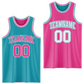 Custom Reversible Teal Pink-White Double Side Sublimation Basketball Set Jersey