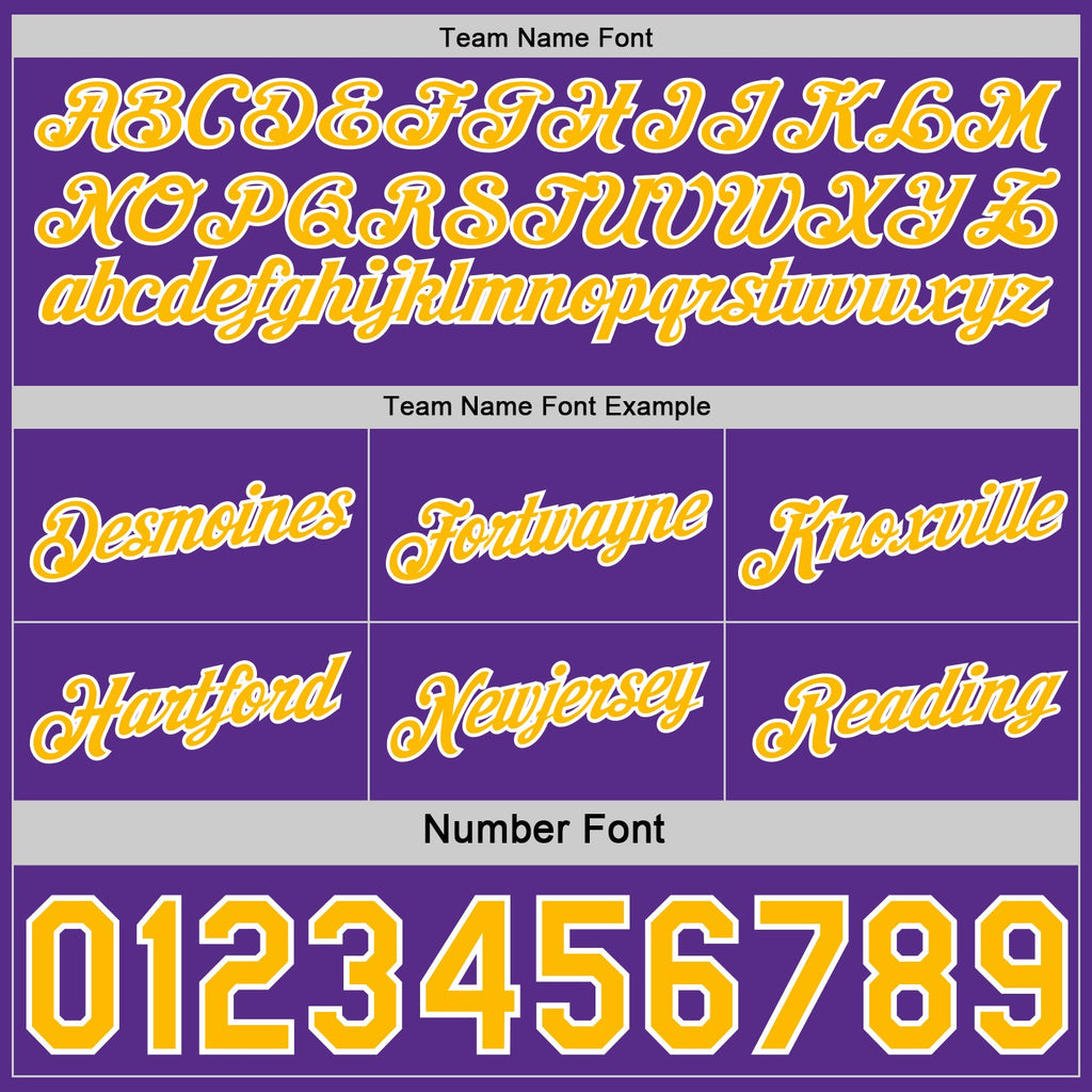 Custom Reversible Purple Gold-White Double Side Star Sublimation Basketball Set Jersey