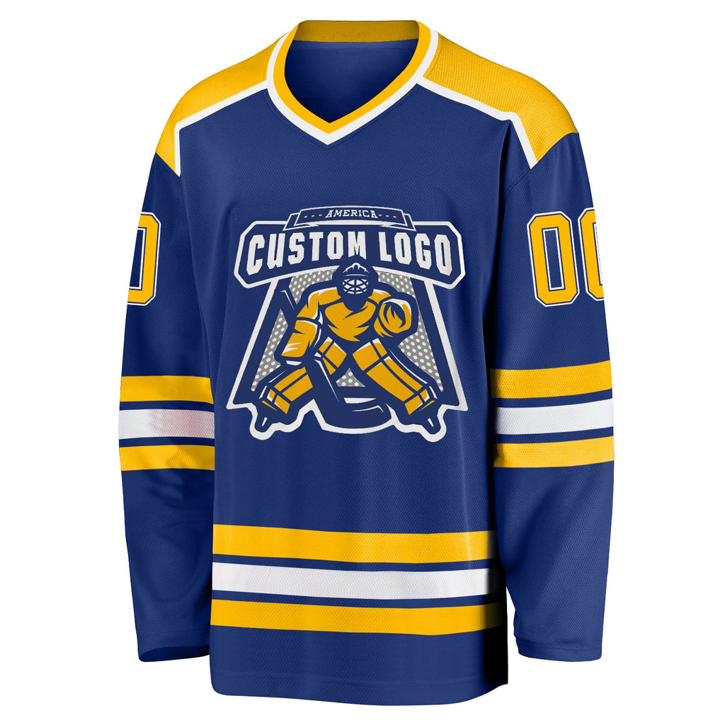 Custom Royal Gold-White Hockey Jersey
