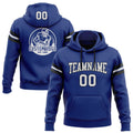 Custom Stitched Royal White-Black Football Pullover Sweatshirt Hoodie