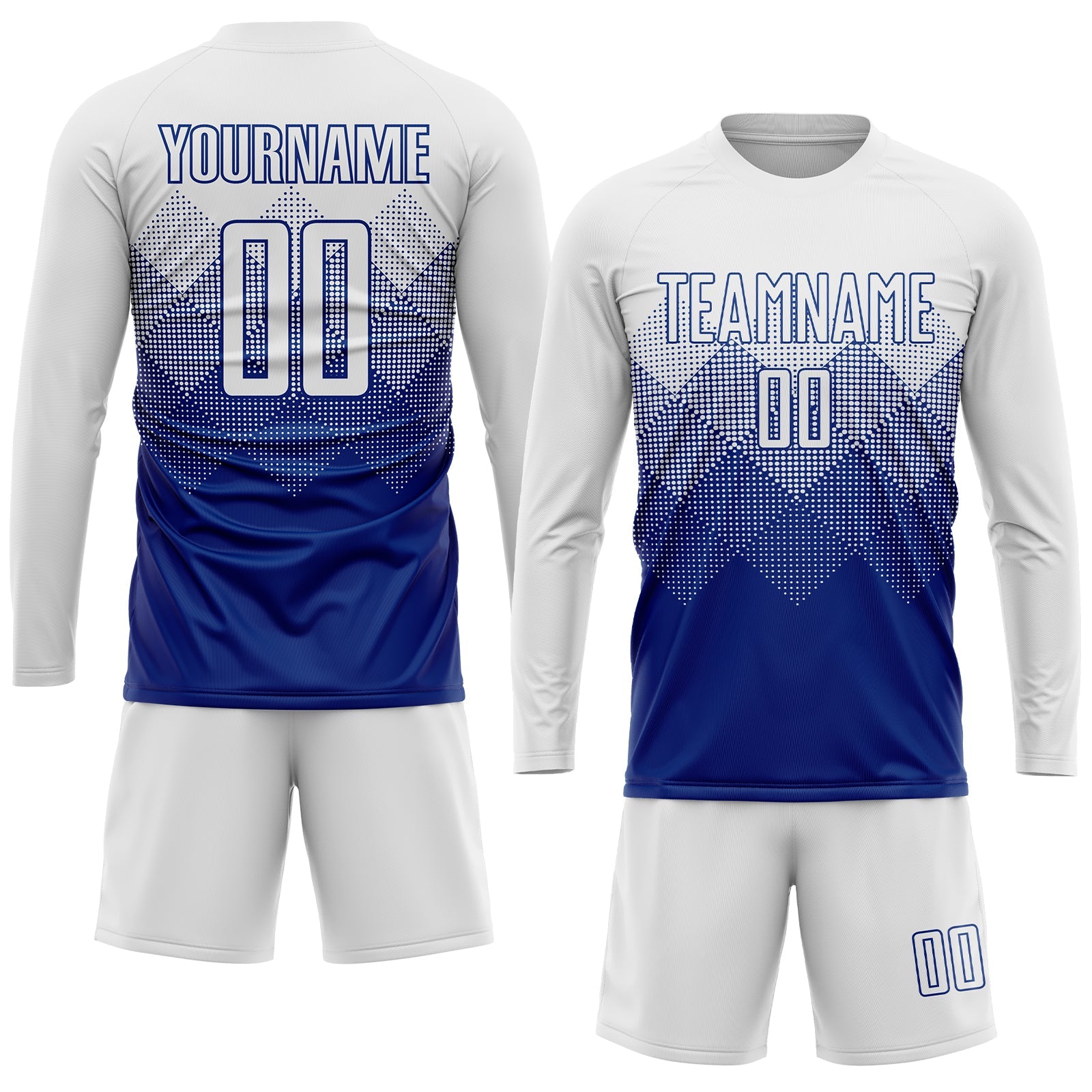 Custom Royal White Sublimation Soccer Uniform Jersey