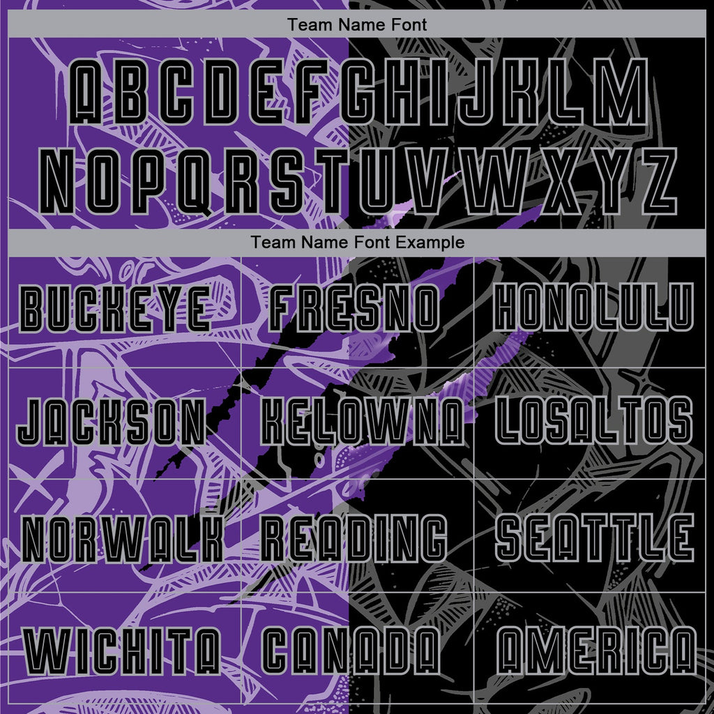 Custom Graffiti Pattern Black Purple-Gray Scratch Sublimation Soccer Uniform Jersey