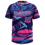Custom Figure Purple Navy-Pink 3D Pattern Two-Button Unisex Softball Jersey