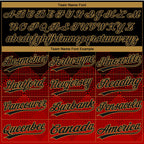 Custom Red Black-Old Gold 3D Pattern Gradient Square Shapes Two-Button Unisex Softball Jersey
