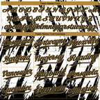 Custom White Black-Old Gold 3D Pattern Two-Button Unisex Softball Jersey