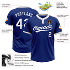 Custom Royal White Two-Button Unisex Softball Jersey