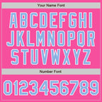 Custom Pink Light Blue-White Two-Button Unisex Softball Jersey