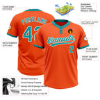 Custom Orange Teal-White Two-Button Unisex Softball Jersey