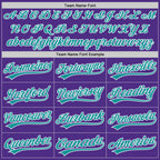 Custom Purple Teal-White Two-Button Unisex Softball Jersey