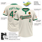 Custom Cream Kelly Green-Red Two-Button Unisex Softball Jersey