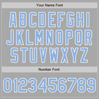 Custom Gray Light Blue-White Two-Button Unisex Softball Jersey