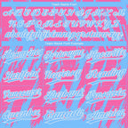 Custom Pink Powder Blue-White 3D Pattern Two-Button Unisex Softball Jersey