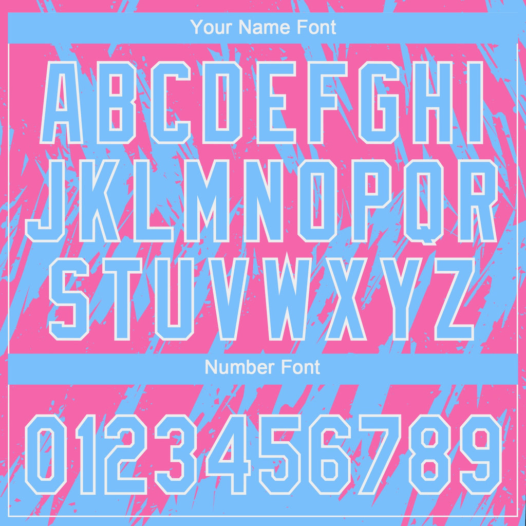 Custom Pink Powder Blue-White 3D Pattern Two-Button Unisex Softball Jersey
