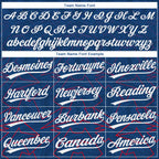 Custom US Navy Blue White-Red 3D Pattern Two-Button Unisex Softball Jersey